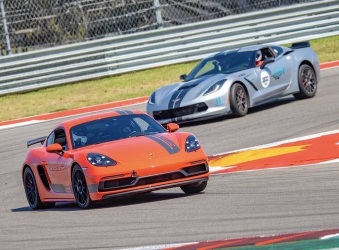 Porsche and Corvette on track