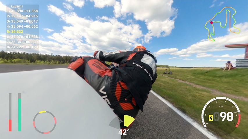 Onboard lap with live telemetry overlay